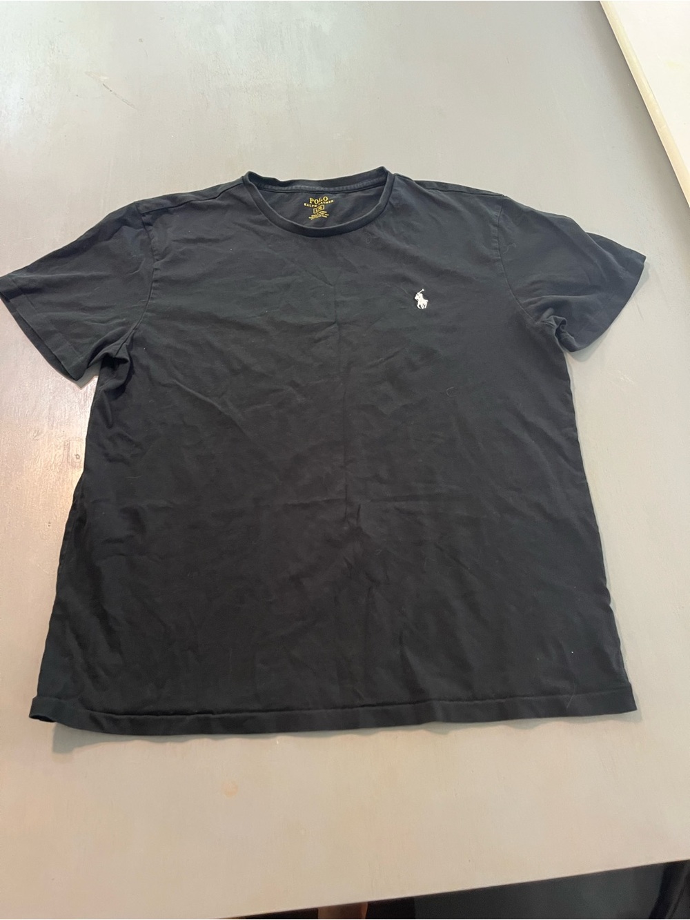Polo Ralph Lauren Black Short Sleeve T-Shirt Mens Large White Pony Logo Classic